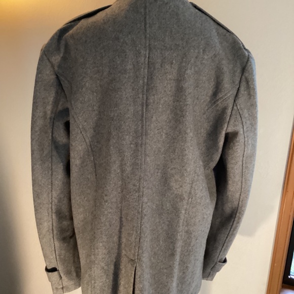 Wool Blend Gray Button Front Coat - Picture 6 of 11